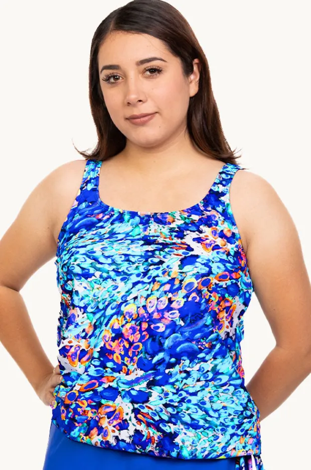 Tankini Tops|T.h.e. Swimwear Mermaids Cove Blouson Tankini Separate + Blue/orange