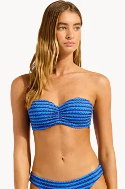 Bikini Tops|Seafolly Mesh Effect Bustier Bandeau Sapphire
