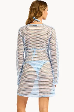 Overswim|Seafolly Mesh Effect Cover Up Powder blue
