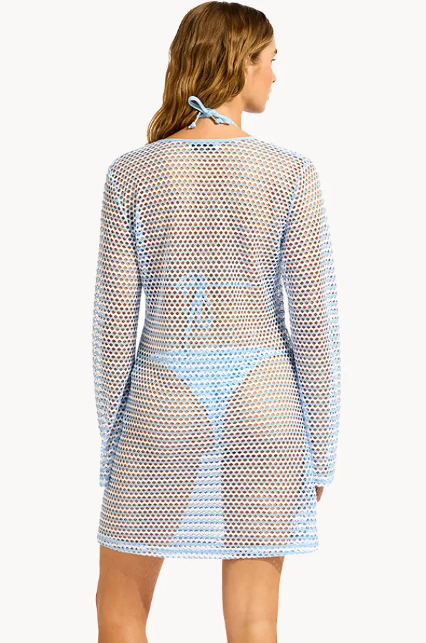 Overswim|Seafolly Mesh Effect Cover Up Powder blue