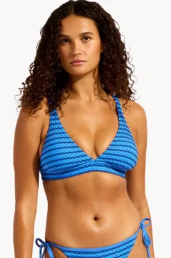 Bikini Tops|Seafolly Mesh Effect Multi Fit Longline Tri Sapphire