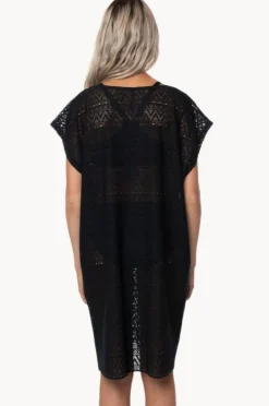Overswim|Capriosca Mesh V Neck Kaftan Black