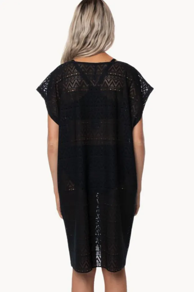 Overswim|Capriosca Mesh V Neck Kaftan Black