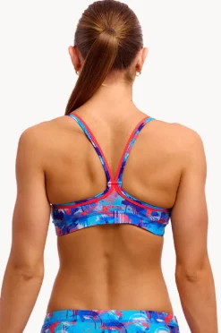 Bikini Tops|Funkita Messy Messy Messy Sports Top Blue/red