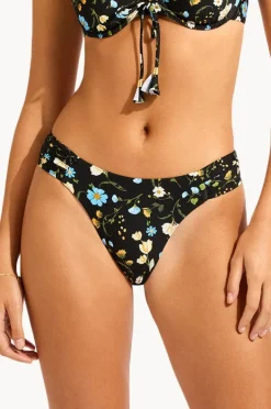 Bottoms|Seafolly Modern Romance High Leg Ruched Side Pant Black