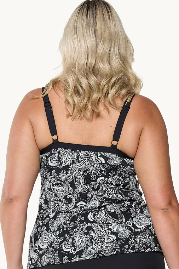 Tankini Tops|Capriosca Mono Paisley F/G Cup Underwire Tankini Separate Black/white