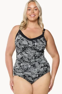 One Pieces|Capriosca Mono Paisley F/G Cup Underwire One Piece Black/white