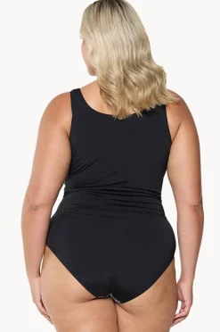 One Pieces|Capriosca Mono Paisley Zip High Neck One Piece Black/white