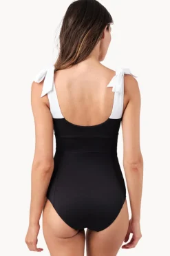 One Pieces|Une Piece Monochrome Texture Classic Square Neck One Piece Black/white