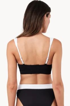 Bikini Tops|Une Piece Monochrome Texture Original Bustier Balconette Black/white