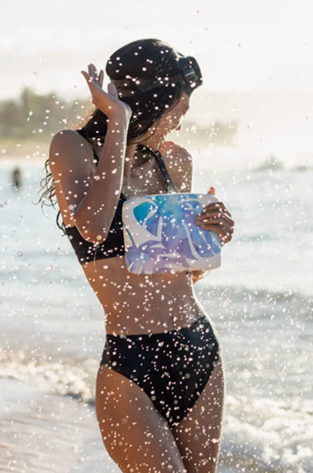 Travel|Bags|Aloha Monstera Small Pouch Blue/purple