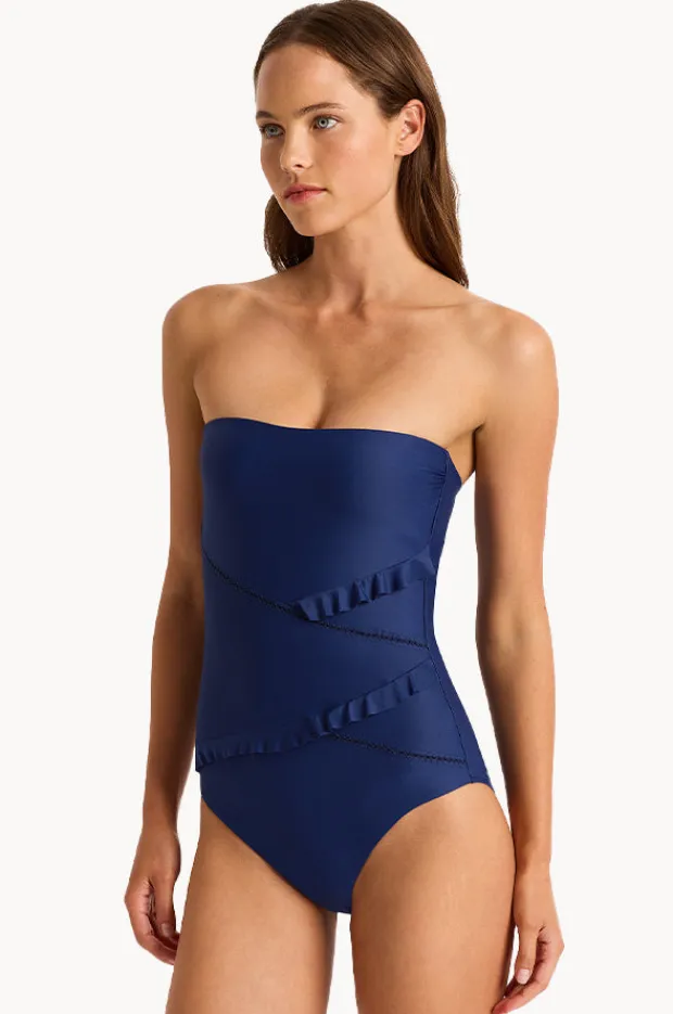 One Pieces|Monte u0026 Lou Monte & Lou Spliced Bandeau One Piece Navy