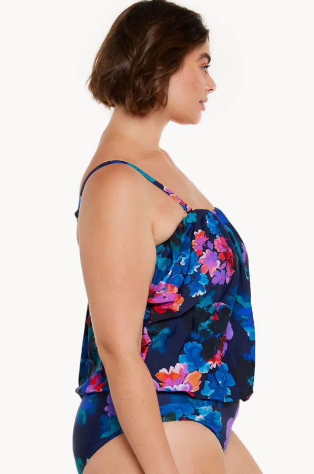 One Pieces|Capriosca Montego Flounce Bandeau One Piece Navy/multi