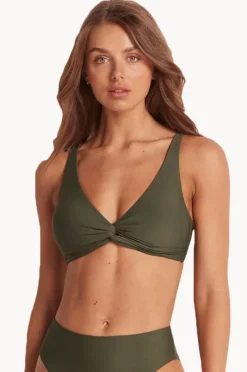 Bikini Tops|Monte u0026 Lou Multi Fit Twist Crop Khaki