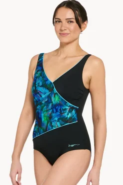 One Pieces|Zoggs Mystic Wrap Front One Piece Black/blue