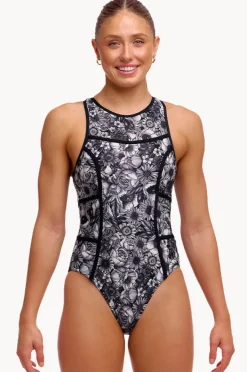 One Pieces|Funkita Nights Rose Hi Flyer One Piece Black/white