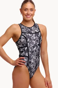 One Pieces|Funkita Nights Rose Hi Flyer One Piece Black/white