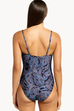 One Pieces|Jets Oasis Paisley Minimal Tank One Piece Ink