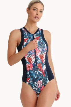 One Pieces|Poolproof Oasis Sleeveless Zip One Piece White