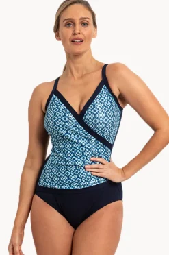 One Pieces|Poolproof Ocean Diagonal Drape One Piece Navy