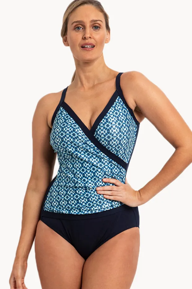 One Pieces|Poolproof Ocean Diagonal Drape One Piece Navy
