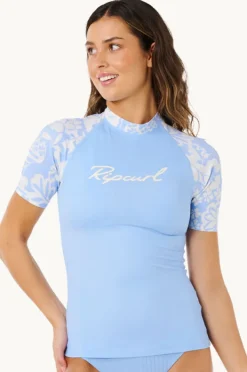 Rashies & Sunsuits|Rip Curl Pacific Coast Short Sleeve Suntop Sky