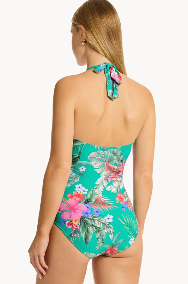 One Pieces|Sea Level Pacifico Halter Bandeau One Piece Evergreen
