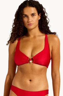 Bikini Tops|Seafolly Palermo Multi Fit Longline Tri Red