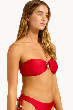 Bikini Tops|Seafolly Palermo Ring Front Bandeau Red