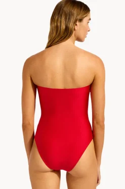 One Pieces|Seafolly Palermo Ring Front Bandeau One Piece Red