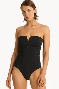 One Pieces|Sea Level Palisades Vee Bandeau One Piece Black