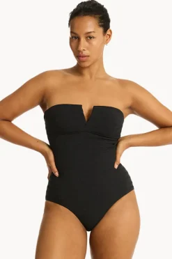 One Pieces|Sea Level Palisades Vee Bandeau One Piece Black