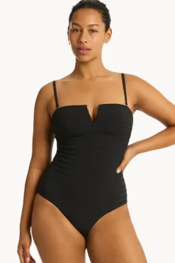 One Pieces|Sea Level Palisades Vee Bandeau One Piece Black