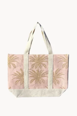 Beach Bags|Bags|Cherry Red Palm Canvas Bag Pink