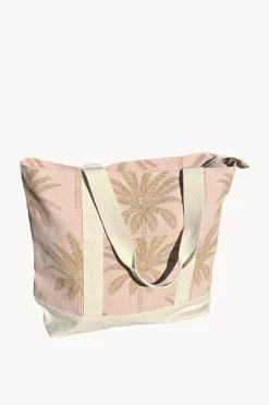 Beach Bags|Bags|Cherry Red Palm Canvas Bag Pink