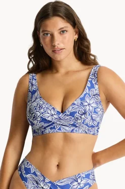 Bikini Tops|Sea Level Palmera Cross Front Bra Blue