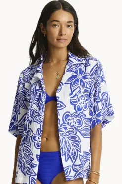 Tops|Sea Level Palmera Resort Bowling Shirt Blue