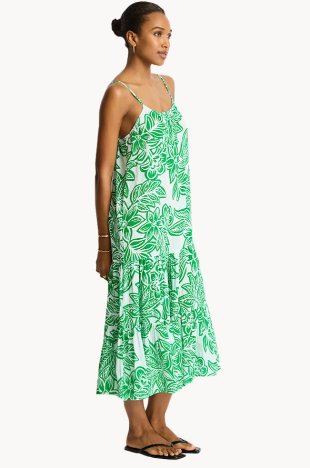 Dresses|Sea Level Palmera Resort Tiered Midi Sundress Green