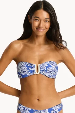 Bikini Tops|Sea Level Palmera U Bar Bandeau Blue
