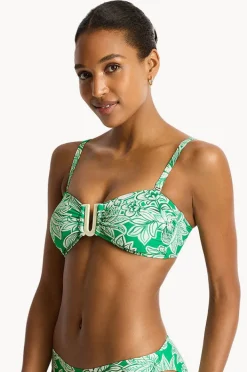 Bikini Tops|Sea Level Palmera U Bar Bandeau Green