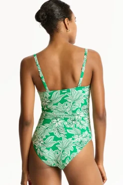 One Pieces|Sea Level Palmera U Bar Bandeau One Piece Green