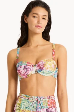 Bikini Tops|Monte u0026 Lou Pandora Gathered Balconette Bra Multi