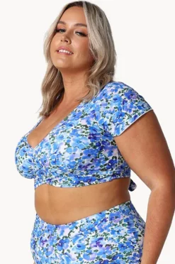 Bikini Tops|Capriosca Pansy Frill Wrap Bra White/purple