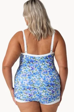 One Pieces|Capriosca Pansy Tie Front Boyleg One Piece White/purple