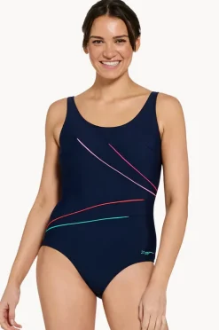 One Pieces|Zoggs Paradiso Macmaster Adjustable Scoopback One Piece Navy/multi