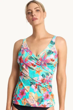 Tankini Tops|Jantzen Phuket Gathered Surplice Tankini Separate Aqua