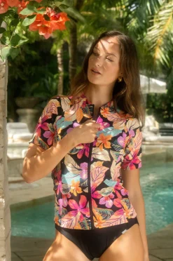 Rashies & Sunsuits|Jantzen Phuket Short Sleeve Suntop Black