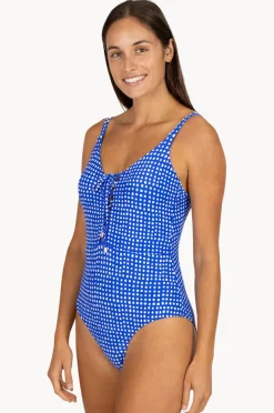 One Pieces|Baku Picnic Point Lace Up One Piece Electric