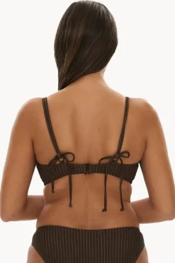 Bikini Tops|Raq Apparel Pinstripe FF/G Cup Underwire Halter Chocolate