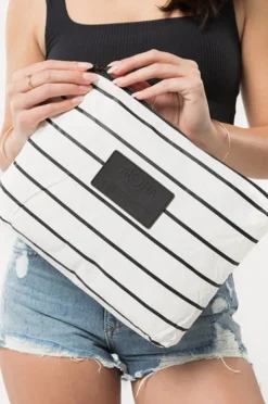 Travel|Bags|Aloha Pinstripe Mid Pouch White/black